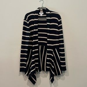 Carmen Marc Valvo Navy/creme striped cardigan